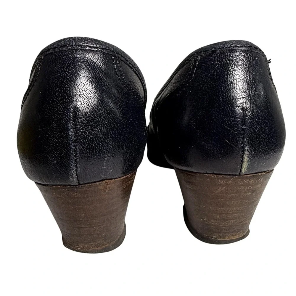 Vintage 80s Pappagallo Italy Leather‎ Loafer Shoes Navy Blue Womens Size 7.5 N
